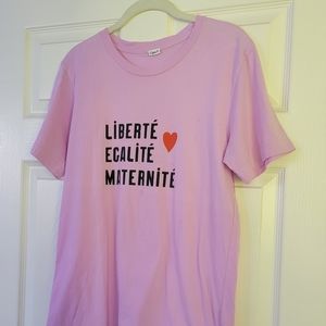 CLARE V LIBERTE EGALITE MATERNITE pink t shirt CV X EMC